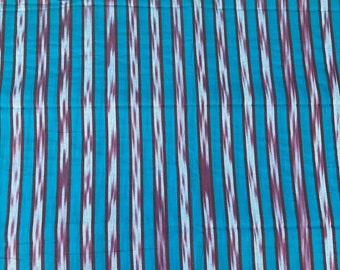 Pure cotton fabric Ikat teal blue