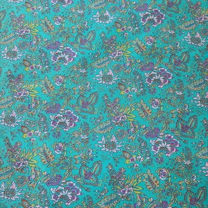 Teal Floral Silk Fabric