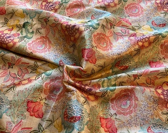 Pastel Floral Poly Silk Fabric