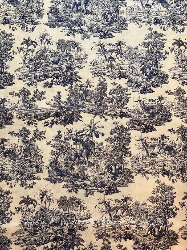 Blue Indian Toile De Jouy Fabric image 2