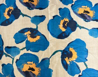 Large Blue Floral Fabric