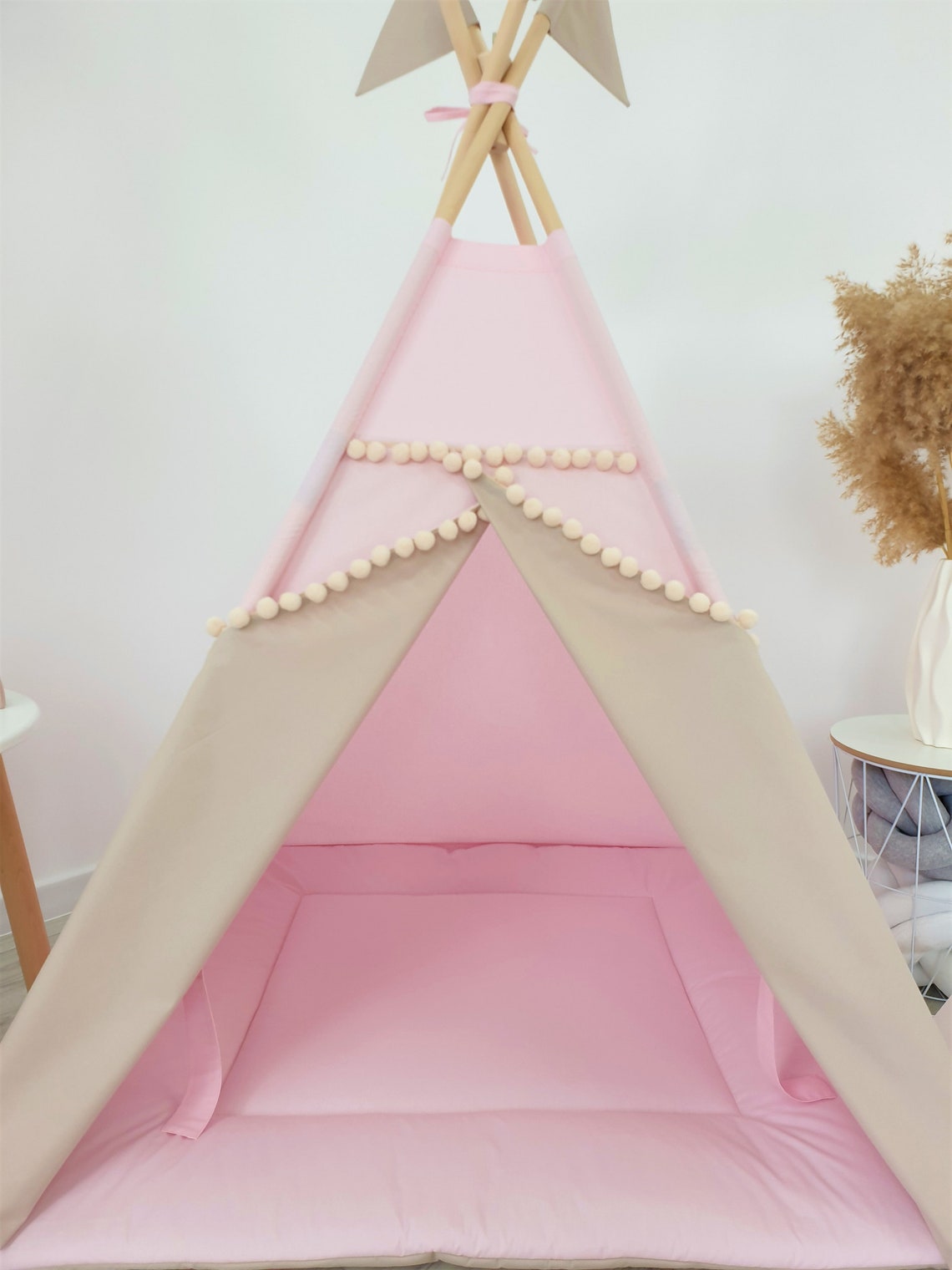Light Pink With Natural Teepee Play Tent Teepee for Kids Etsy