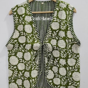Cotton quilted reversible fashion vest jacket Floral women girls jacket winter bohemian short vest coat boho bridesmaid gift