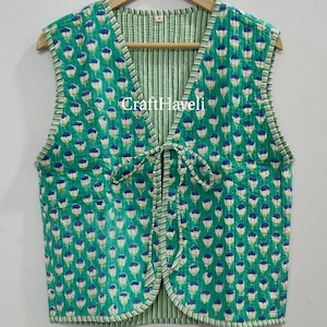 Cotton quilted reversible fashion vest jacket Floral women girls jacket winter bohemian short vest coat boho bridesmaid gift