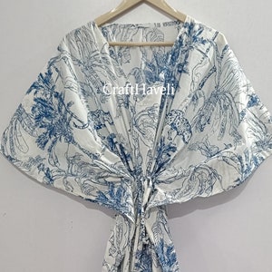 Summer Cotton Kaftan, Blue beach cover loungewear, Moroccan kaftan, Loose Kimono, Luxury Indian Kaftans, Goddess Gown, maxi dress
