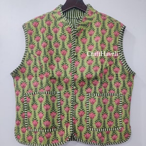 Indian Cotton waistcoat, Reversible Jacket, Quilting Short Cotton Jacket, Boho Coat, Bohemian Style Jacket, Handmade Quilted Jacket