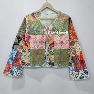 Vintage Flower Quilted Jacket, Quilted Jacket, Short jacket, Women Wear, New Style, multicolour patchwork Jacket, Winter Fashion