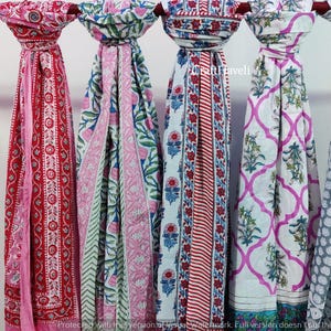 Hand Block Print Cotton Scarfs Beach Sarongs Soft Voile Fabric Summer Pareo / sarong Lot