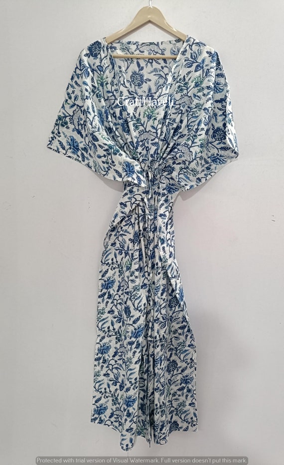 h&m kaftan dress blue H&M Conscious 2021 Flounced Kaftan dress Size M Eid Burkina Faso