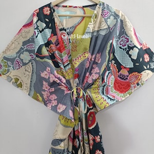 Summer Cotton Kaftan, multicolour beach cover loungewear, Moroccan kaftan, Loose Kimono, Luxury Indian Kaftans, Goddess Gown, maxi dress