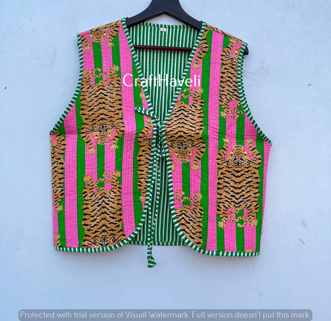 Handmade Reversible Cotton Vest: Indian Block Print Quilted Jacket - Etsy