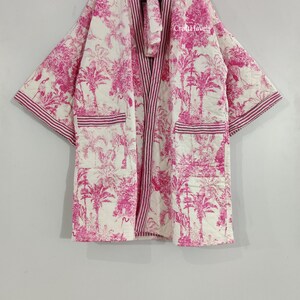 Free Delivery, Pink 100% Cotton Quilted Kimono Robe Jacket, Bestseller ...