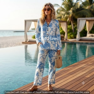 Indian Cotton Loungewear Pajama Set, Block Print Sleepwear