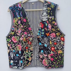 Cotton quilted reversible fashion vest jacket Floral women girls jacket winter bohemian short vest coat boho bridesmaid gift patchwork vest