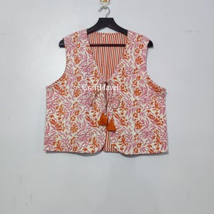 Floral Cotton Patchwork Waistcoat: Handmade Indian Vest Jacket