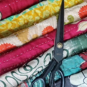 Kantha Quilt Scraps: Recycled Cotton Patchwork Fabric for Sewing