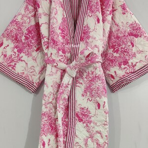 Free Delivery, Pink 100% Cotton Quilted Kimono Robe Jacket, Bestseller ...