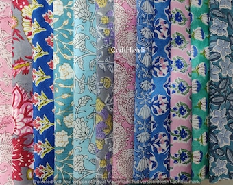 Hand Block Printed Cotton Fabric Scraps: Indian Textile Remnants