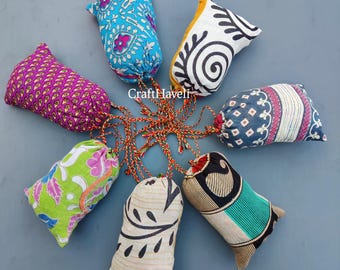 Recycled Sari Fabric Drawstring Pouches, Mixed Lot Jewelry Bags (16x10cm)