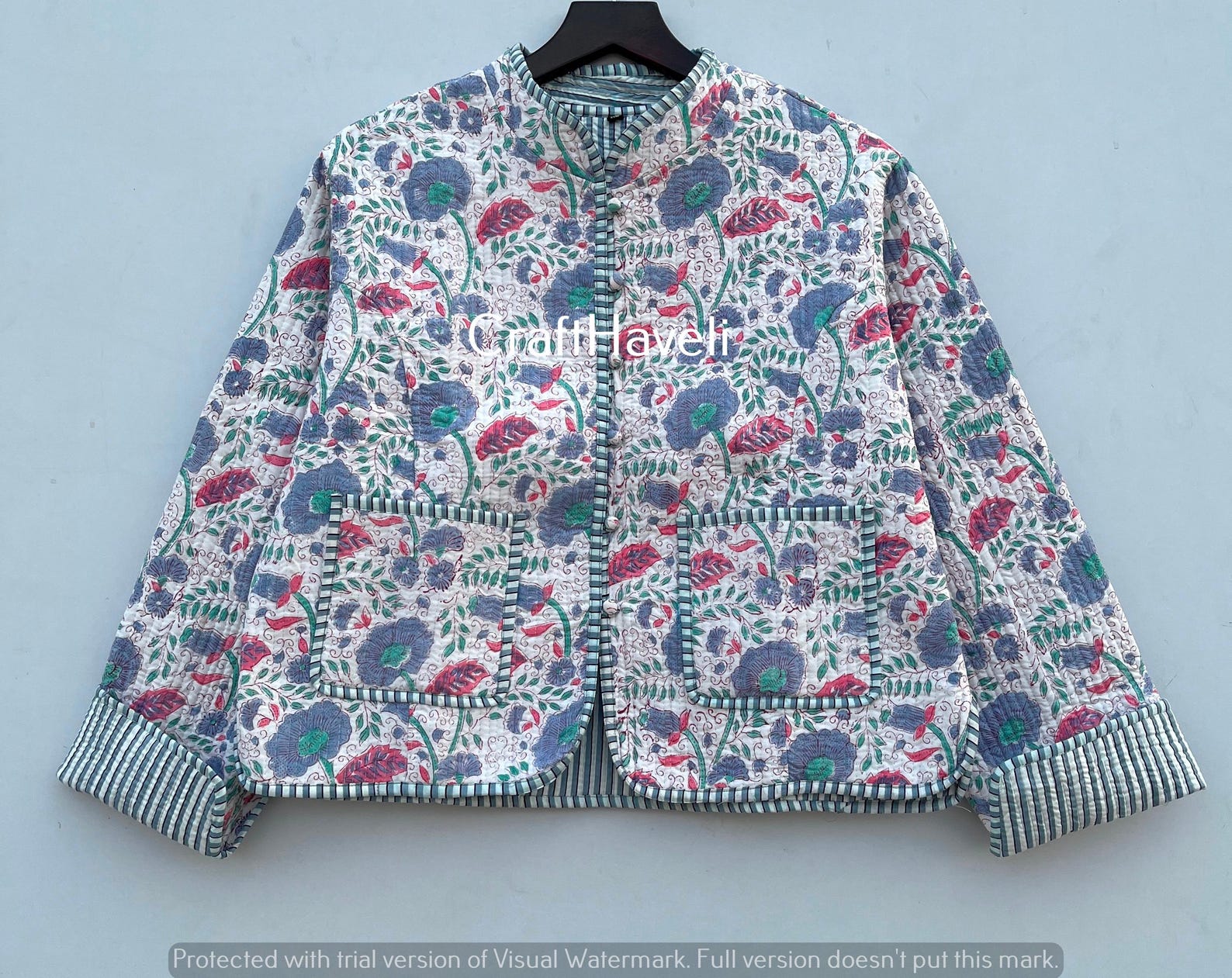 Womens Print Long Sleeve Quilted Jacket