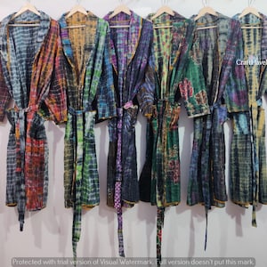 Indian Handmade Kantha Quilt Long Jacket Kimono tie dye kimono lot Women wear quilted jacket hand dyed kantha quilt handmade kimono jacket