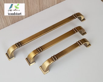 Tiradores de gabinete dorados, elegantes y antiguos, tiradores de cajón de latón únicos, tiradores de cocina antiguos, tiradores vintage, tiradores y manijas con estilo.