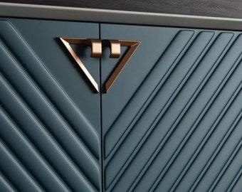 Tiradores triangulares dorados para gabinetes, tiradores de cajón de latón cepillado, tiradores de tocador modernos, herrajes únicos para gabinetes, pomos para cajones, decoración del hogar