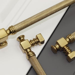 Gekordeter T-Bar-Schrankgriff aus Gold, hochwertiger und eleganter Küchengriff, Schubladengriff aus Messing, Schrankgriff aus Metall, Möbelgriff