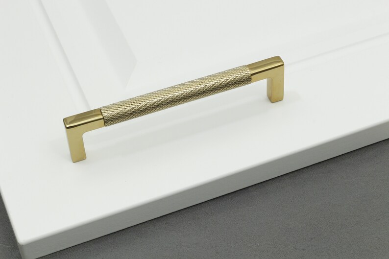 Knurled Brass Cabinet Pulls, Gold Drawer Handles, Textured Hardware for ...