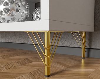 Juego de 4 patas de latón para gabinetes, patas de latón para muebles, patas de metal para bancos, patas doradas para gabinetes, patas de repuesto para muebles, patas para sofás.