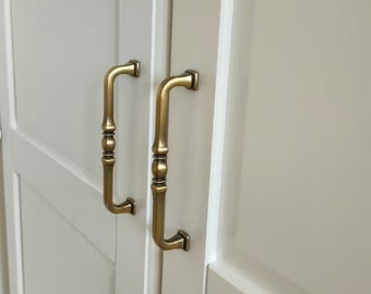 Classic Kitchen Pull Solid Brass | Brushed Brass Drawer Knobs & Pulls | Brass Handles | Cabinet Hardware | Antique Cabinet Handle