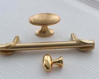 Poignée de meuble moderne dorée, poignée de tiroir en laiton minimaliste, poignées de placard dorées de luxe de 96 mm à 320 mm, matériel de cuisine Mid-Century