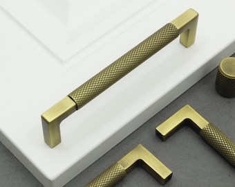 Maniglia per mobile in oro antico spazzolato, pomelli zigrinati in metallo, maniglia moderna per cassetto della cassettiera, maniglia unica per guardaroba, pomelli per cassettiera, maniglia per cucina