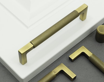 Antique Gold Brushed Cabinet Handle, Metal Knurled Knobs, Modern Dresser Drawer Handle, Unique Wardrobe Handle,Dresser Knobs, Kitchen Handle