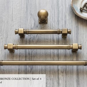 Gekordete Schrankgriffe aus massivem Messing, antike Bronze T-Bar-Schubladenknäufe und -knöpfe, 5 "7,56" 12,6" Vintage Küchenbeschläge
