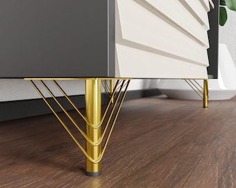 Juego único de patas de metal doradas para muebles, patas de sofá modernas de mediados de siglo, patas de latón para armarios, patas de metal para muebles de TV y armarios.