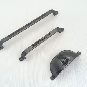 Gray Vintage Dresser Pulls, Antique Gray Cupboard Handle, Drawer Furniture Hardware, Kitchen Cabinet Knobs, Retro Cabinet Handle