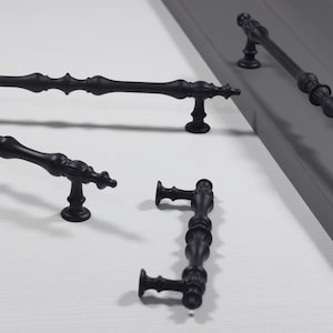 Poignée de meuble en métal noir antique, poignées de tiroir de commode vintage, poignée de meuble élégante unique, poignées de tiroir classiques, quincaillerie d&#39;armoire