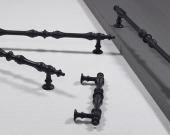 Tirador de metal negro antiguo para muebles, tiradores vintage para cajones de tocador, tiradores únicos y elegantes para gabinetes, tiradores clásicos para cajones, herrajes para gabinetes.