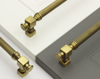 Antique Gold Knurled T-Bar Solid Cabinet Handle, Brass Kitchen Handle, Dresser Drawer Pulls, Modern Furniture Handle, Door Handle