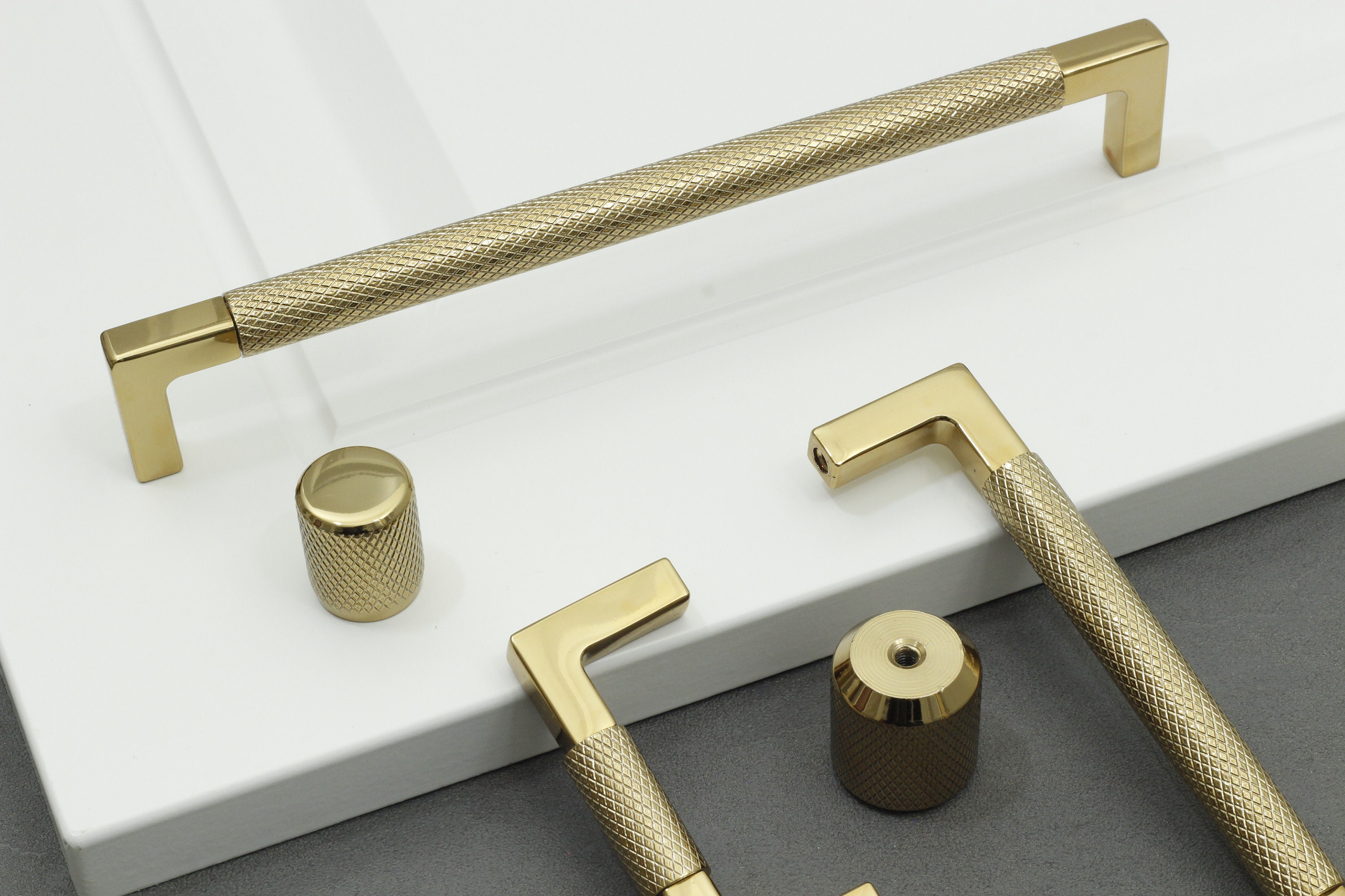 Knurled Brass Cabinet Pulls, Gold Drawer Handles, Textured Hardware for ...