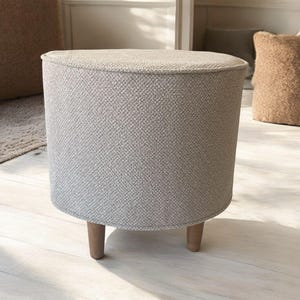 Boucle Ottoman Cover, Custom Pouf Cover, Round Footstol Cover, Round Ottoman Cover, Round Ottoman Slipcover, Round Pouf Cover, Ottoman Cover