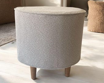 Boucle Ottoman Cover, Custom Pouf Cover, Round Footstol Cover, Round Ottoman Cover, Round Ottoman Slipcover, Round Pouf Cover, Ottoman Cover