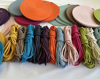 Cotton Rope, Cotton Yarn, Rope for Hats, Rope for Basket, Cotton Cord, Braided Cotton Rope, Colorful Cotton Rope, Rope by the Yard