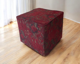 Footstool Cover, Custom Ottoman Covers, Footstool Slip Cover, Kilim Fabric Pouf Cover, Footstool Replacement Cover, Pouf Cover, Cube Cover