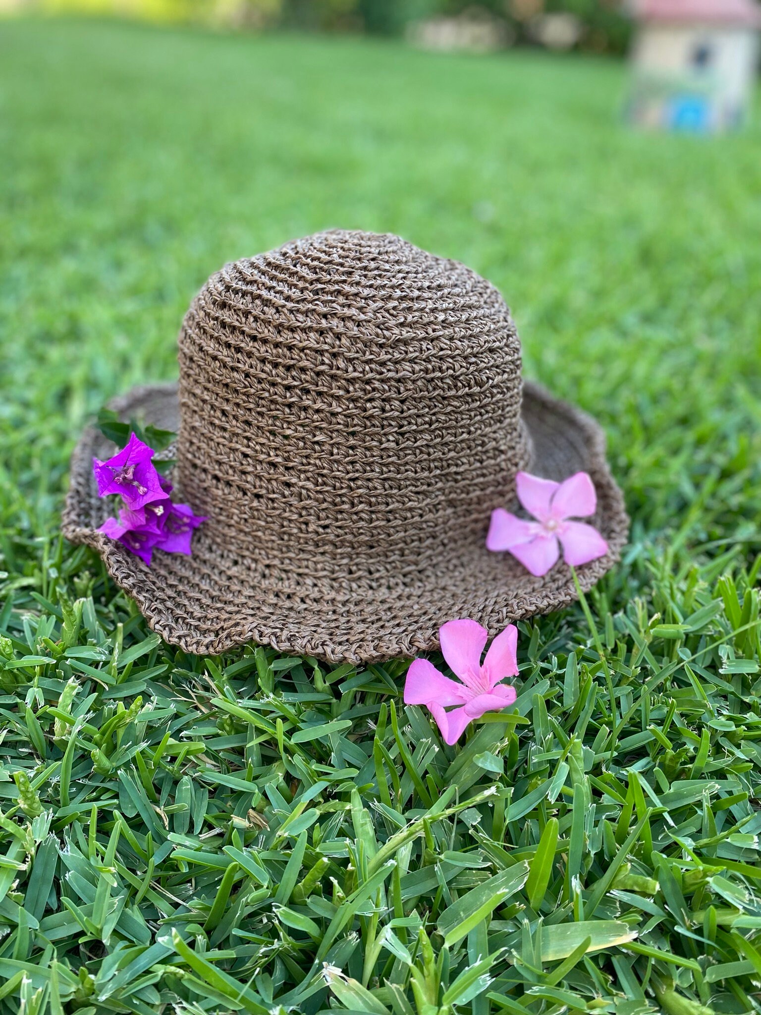 Dark Brown Hanmade Sun Hat Summer Hat 