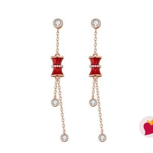 Red - Kerala Handpainted Bamboo Stud Earrings 30