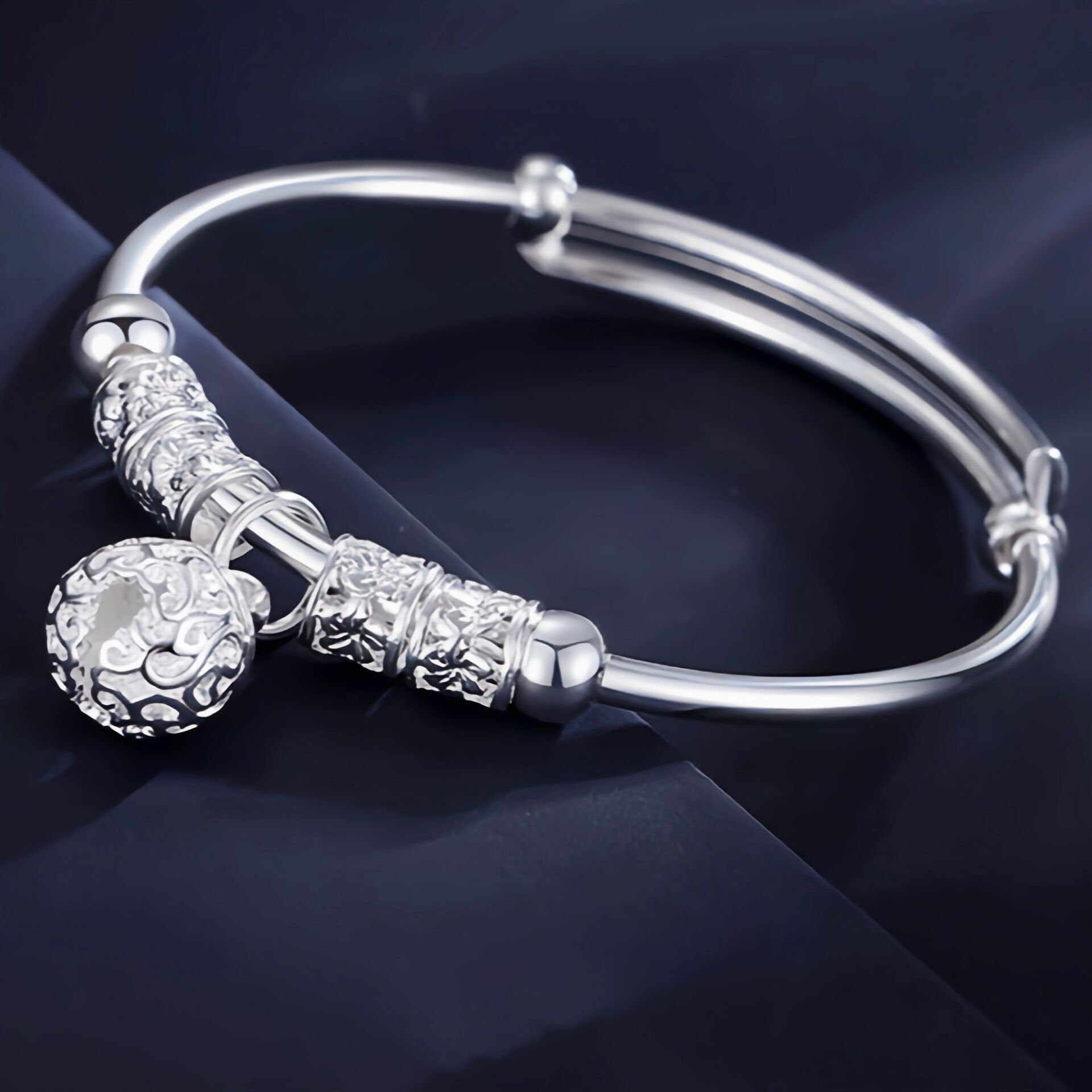 S999 sterling silver bell bracelet hollow palace bell bracelet Etsy