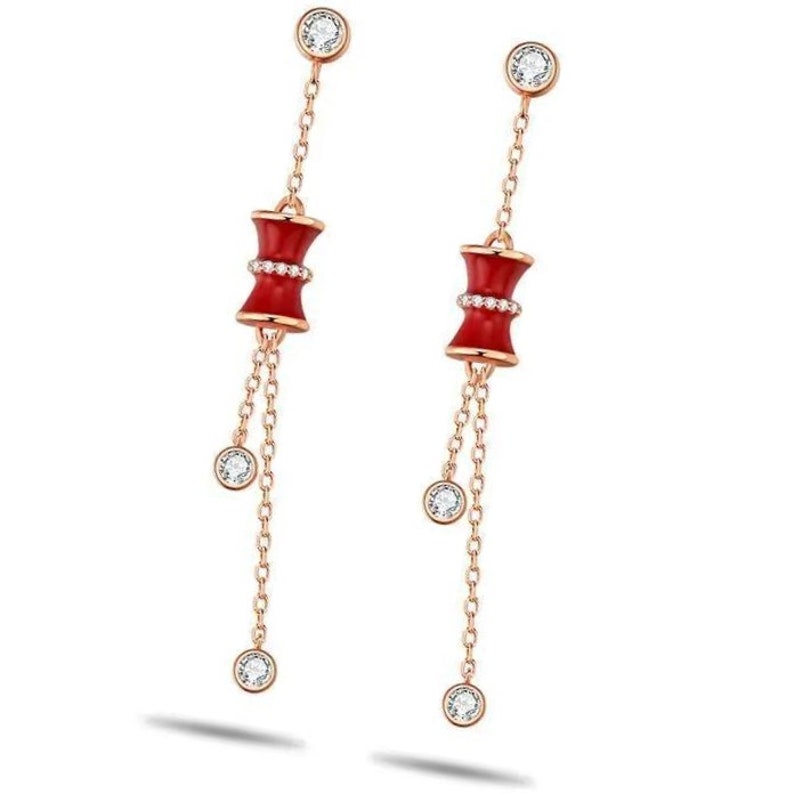 Red - Kerala Handpainted Bamboo Stud Earrings 28