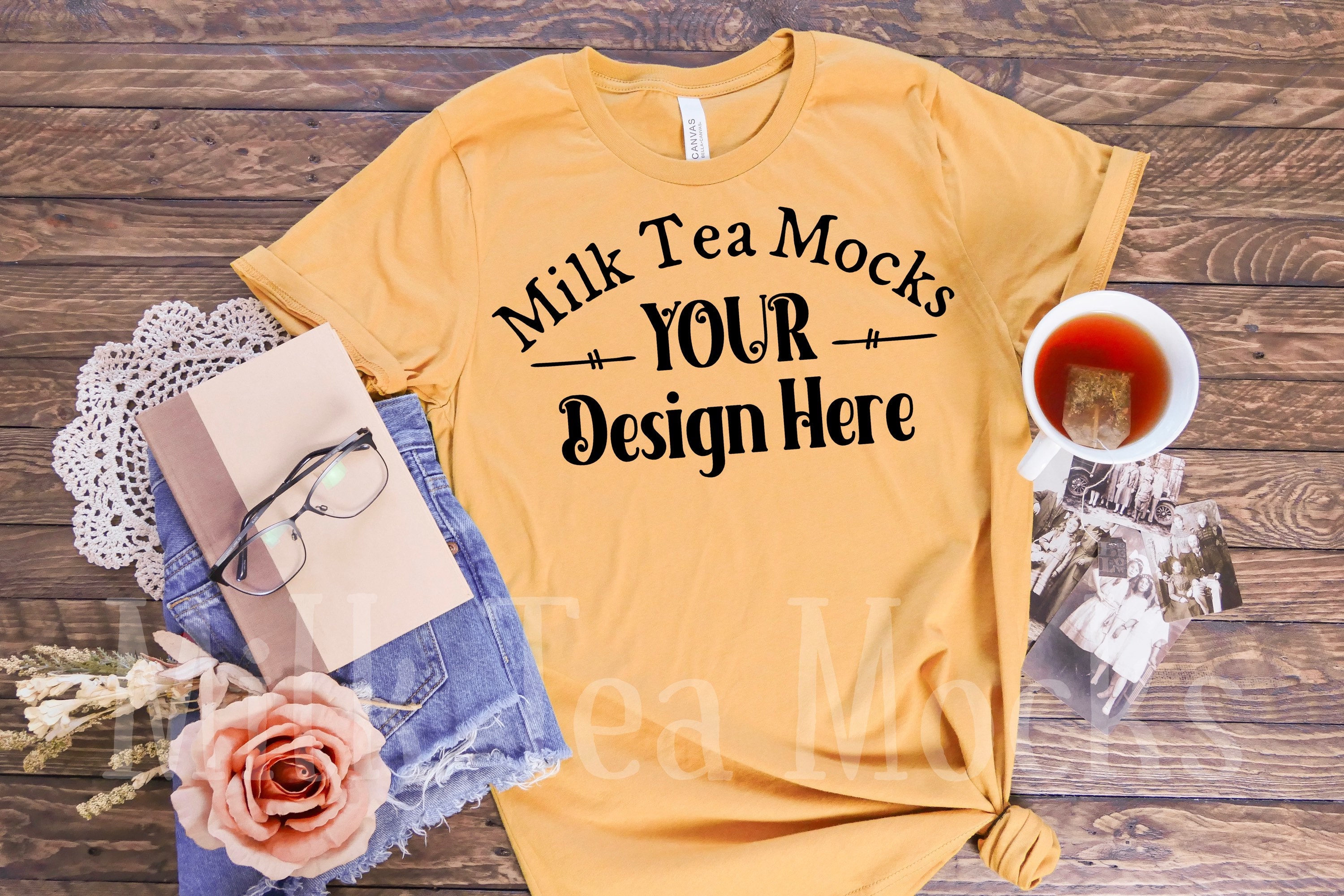 Download Bella Canvas 3001 Mustard Mockup Mustard Yellow Tshirt Flat | Etsy